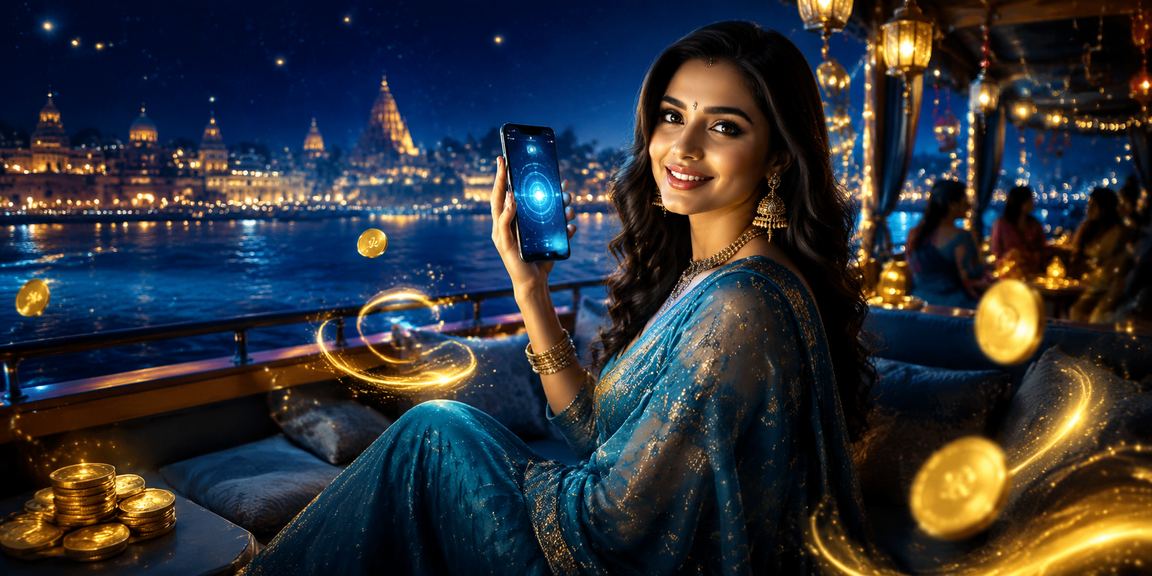 Exciting casino promotions display with Indian woman in saree playing on mobile
