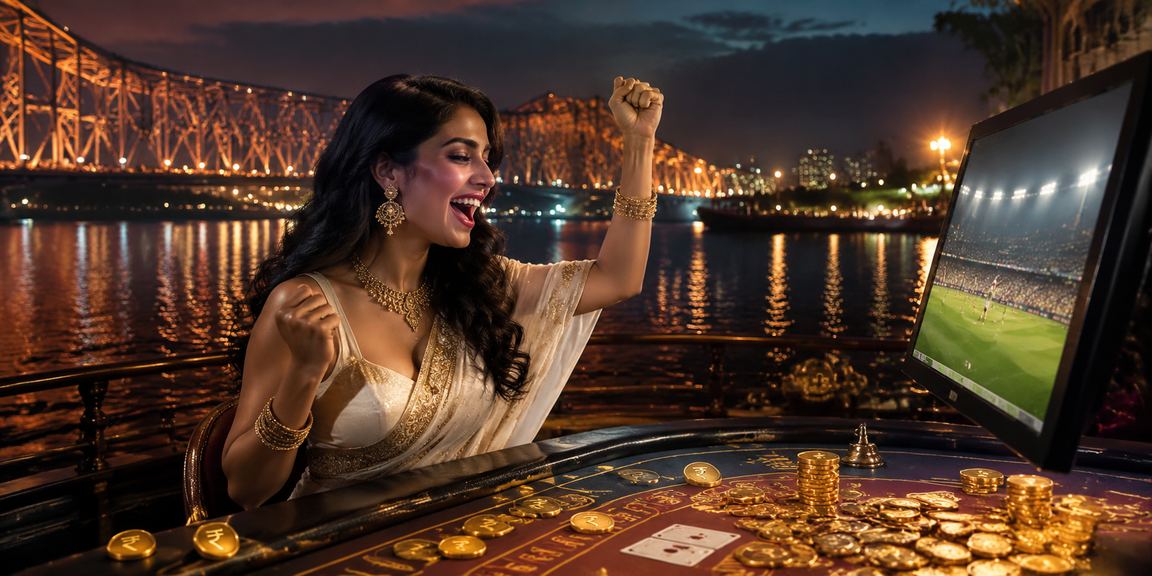 Kolkata riverside with casino style background for live games